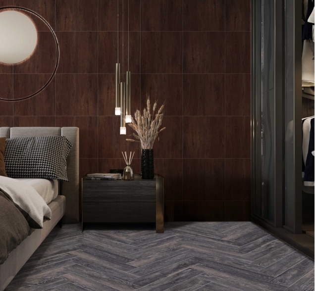 Виниловый ламинат SPC "Cronafloor" Herringbone Дуб Бордо (640*128*4,5 мм) — купить в Набережных Челнах